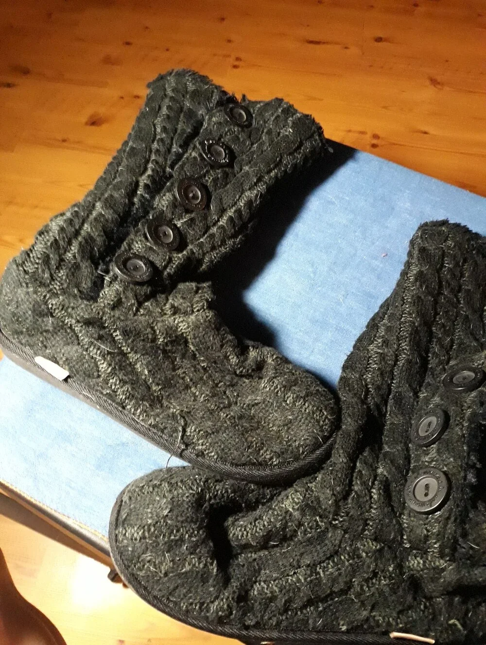 black tall furry boots